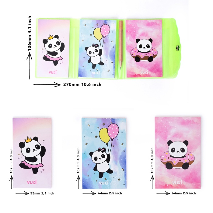 Mini 3 Bölmeli Kalemli Defter
