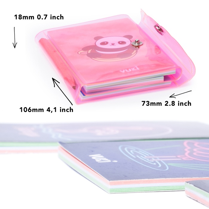 Panda Renkli Kapaklı Mini 3 Bölmeli Kalemli Defter