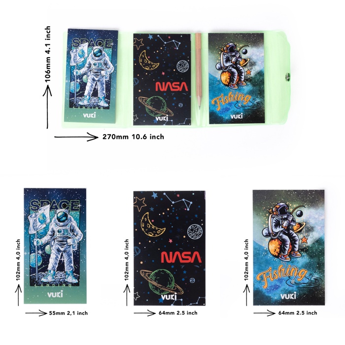 Mini 3 Bölmeli Kalemli Defter
