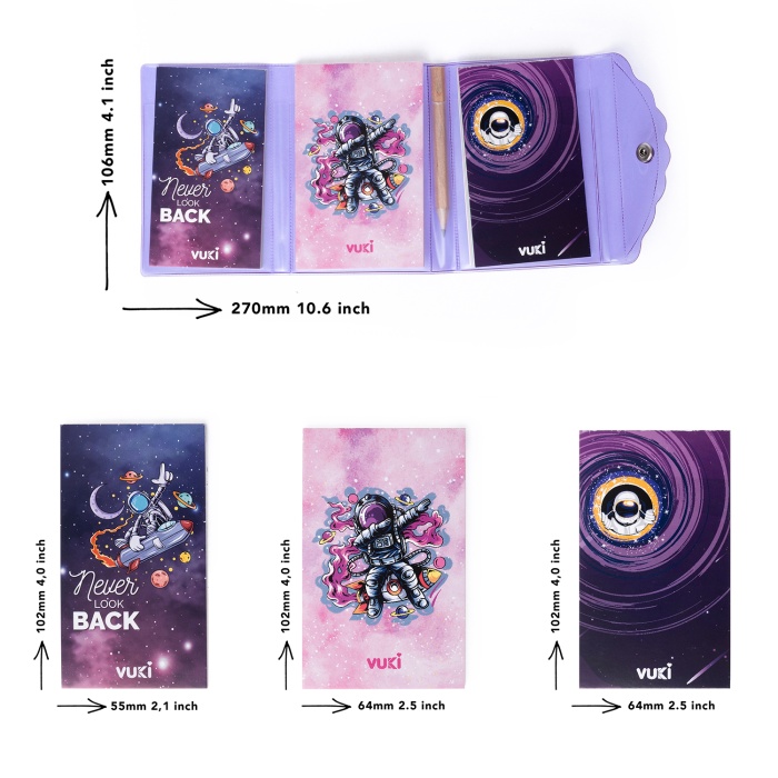 Mini 3 Bölmeli Kalemli Defter