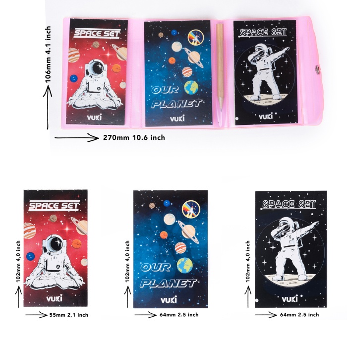 Mini 3 Bölmeli Kalemli Defter