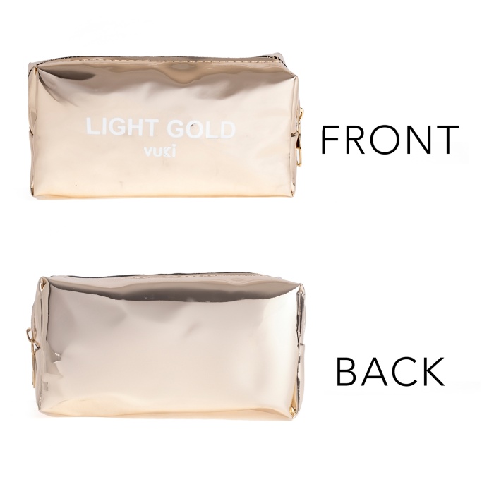 Light Gold Aynalı Fermuarlı Kalem Kutu & Makyaj Çantası