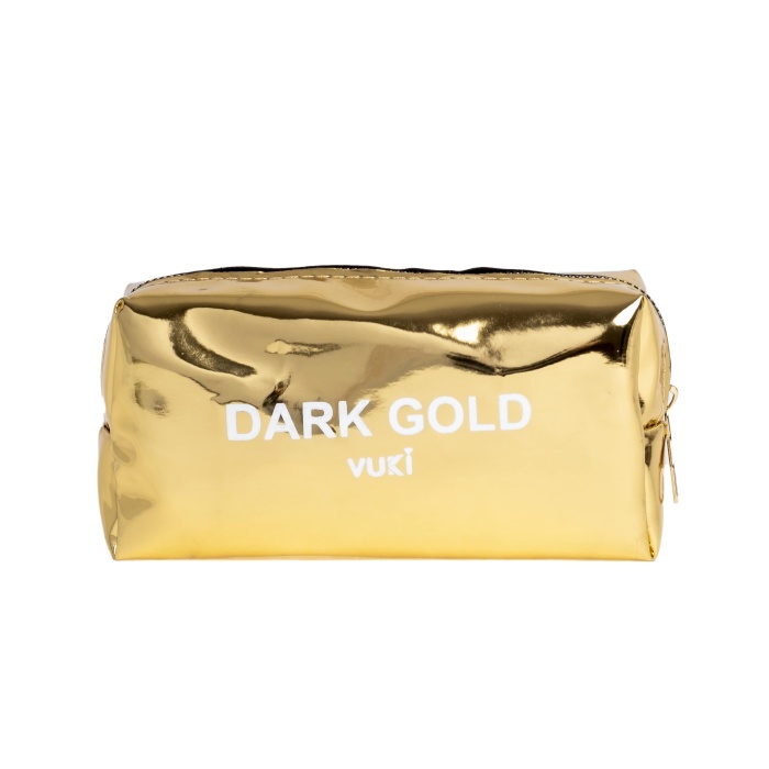 Dark Gold Aynalı Fermuarlı Kalem Kutu & Makyaj Çantası