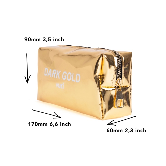 Dark Gold Aynalı Fermuarlı Kalem Kutu & Makyaj Çantası