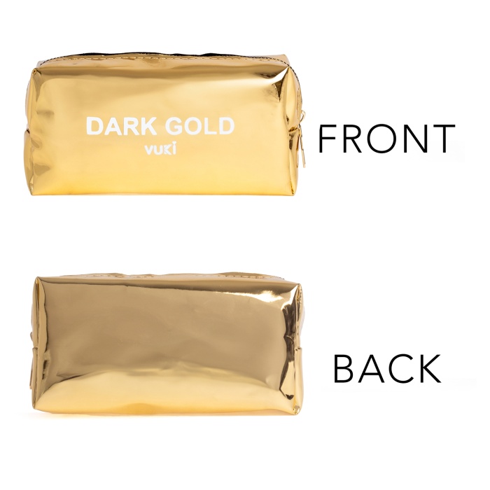 Dark Gold Aynalı Fermuarlı Kalem Kutu & Makyaj Çantası