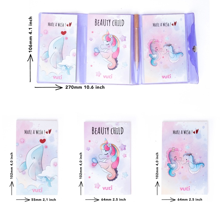 Mini 3 Bölmeli Kalemli Defter