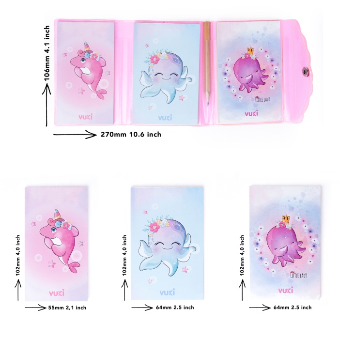 Mini 3 Bölmeli Kalemli Defter