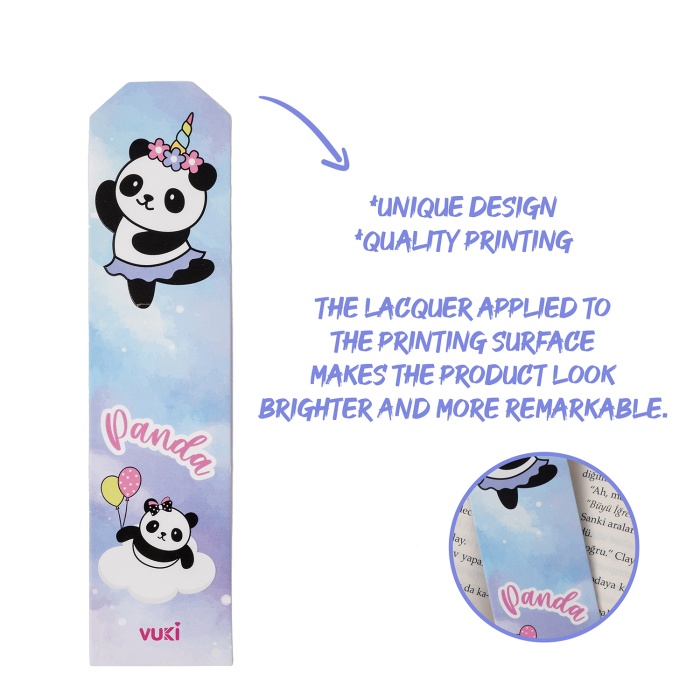 Panda Desenli Kağıt Kitap Ayracı