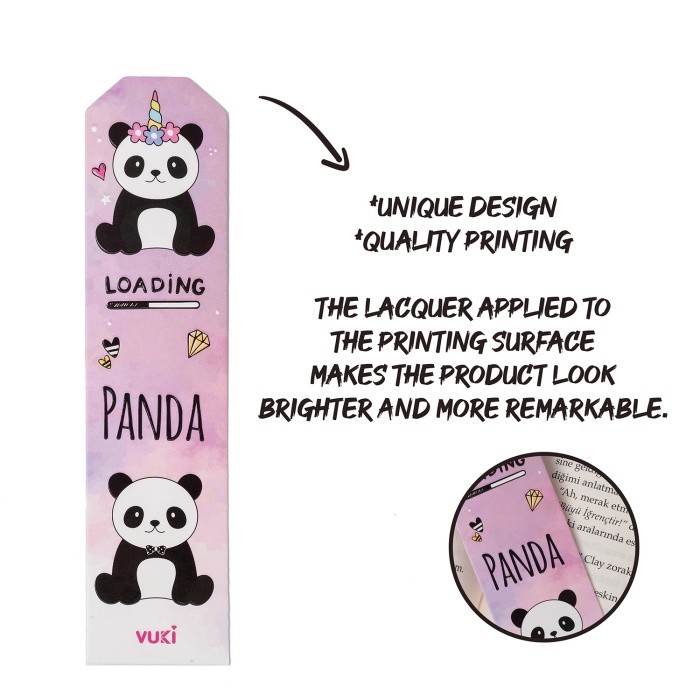 Panda Desenli Kağıt Kitap Ayracı
