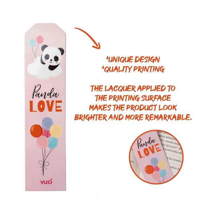Panda Desenli Kağıt Kitap Ayracı