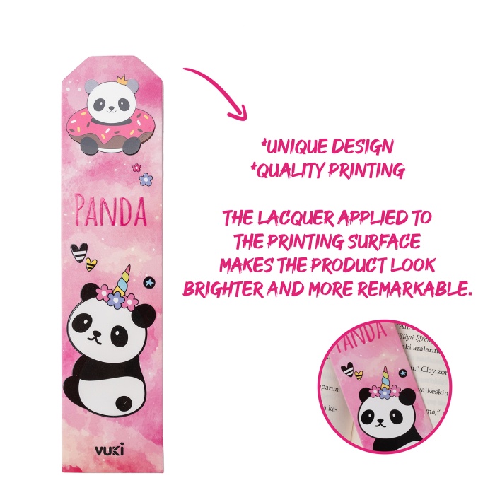 Panda Desenli Kağıt Kitap Ayracı