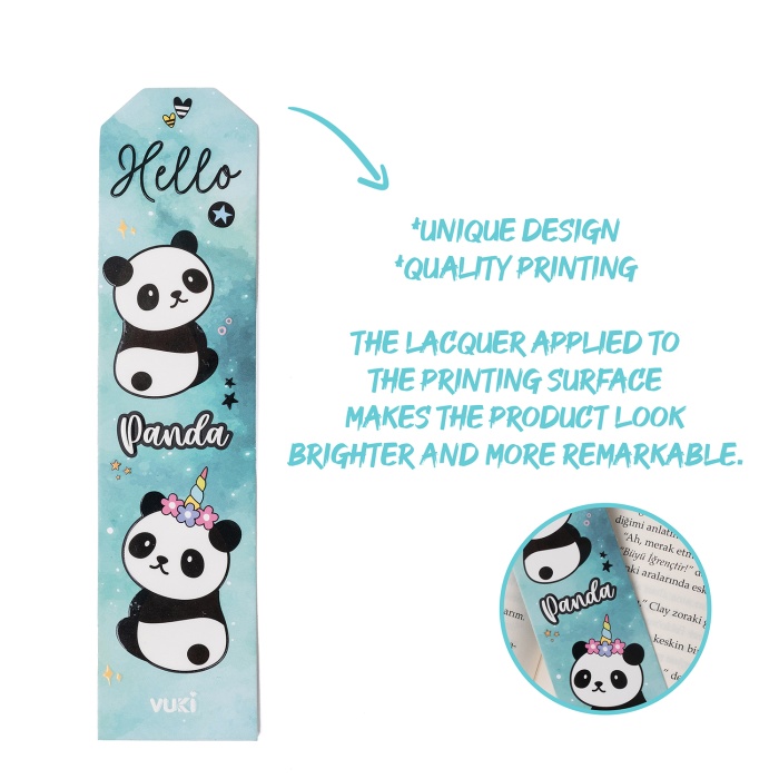 Panda Desenli Kağıt Kitap Ayracı