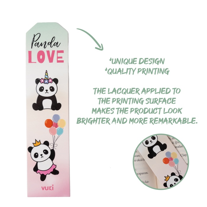 Panda Desenli Kağıt Kitap Ayracı