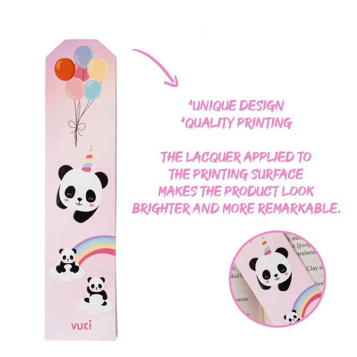 Panda Desenli Kağıt Kitap Ayracı