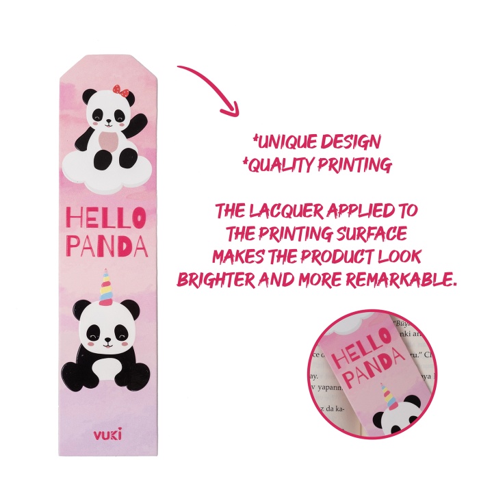 Panda Desenli Kağıt Kitap Ayracı