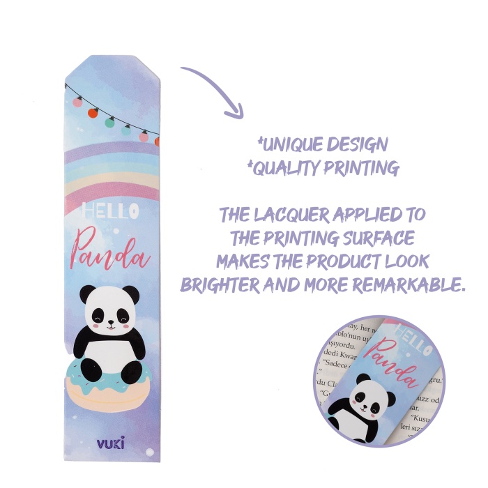 Panda Desenli Kağıt Kitap Ayracı