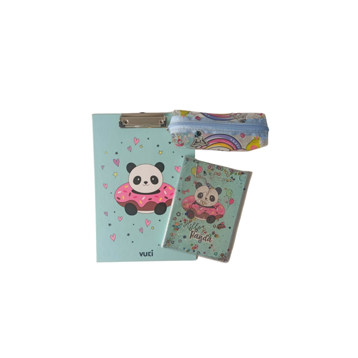 Sekreterlik Defter Kalemlik 3lü Kırtasiye Seti - Panda Desenli