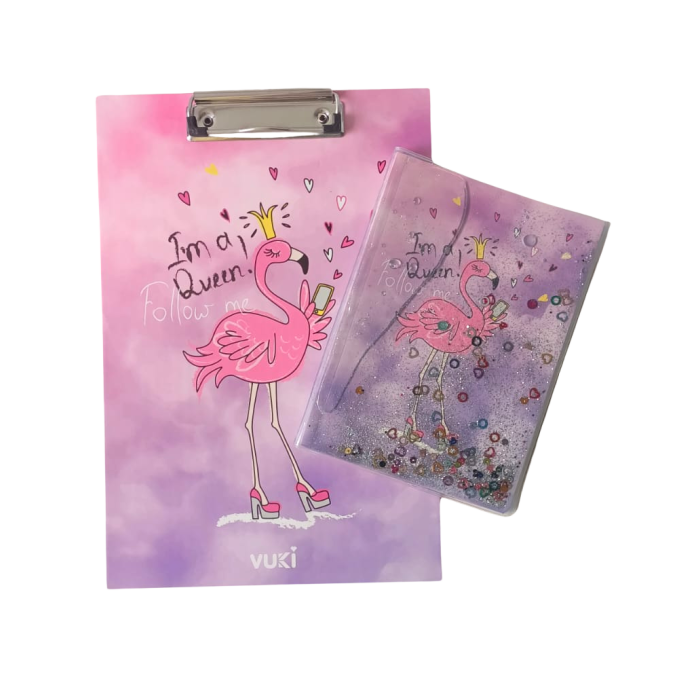 Sekreterlik Defter 2li Kırtasiye Seti - Flamingo Desenli