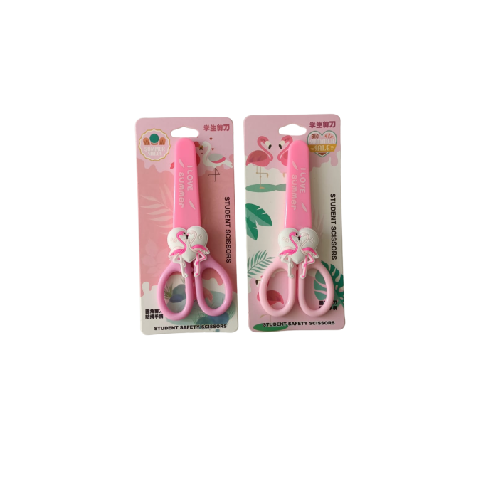 Figürlü Kağıt Makası - Çocuk Makası - 2li Set - Flamingo Figürlü