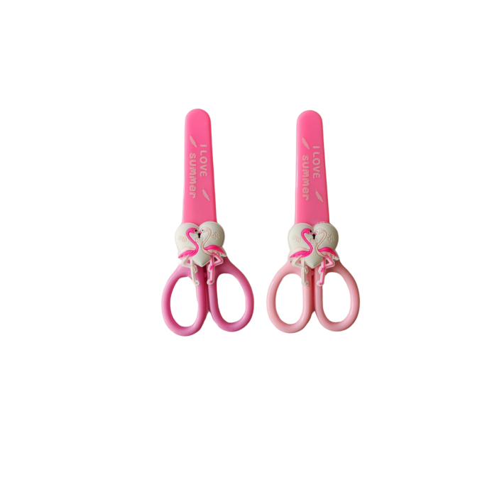 Figürlü Kağıt Makası - Çocuk Makası - 2li Set - Flamingo Figürlü