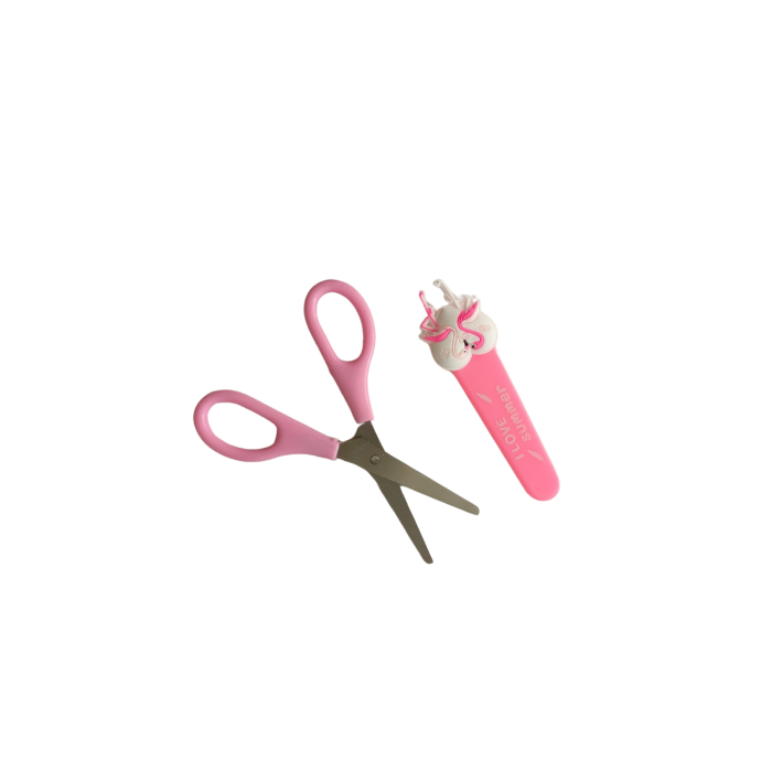 Figürlü Kağıt Makası - Çocuk Makası - 2li Set - Flamingo Figürlü