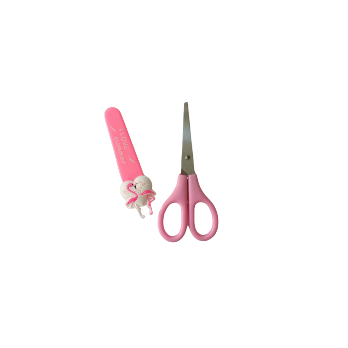 Figürlü Kağıt Makası - Çocuk Makası - 2li Set - Flamingo Figürlü