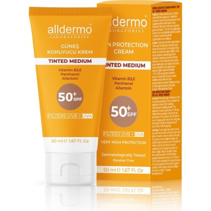 Alldermo Güneş Koruyucu Krem Tinded Medium Spf50+ 50Ml
