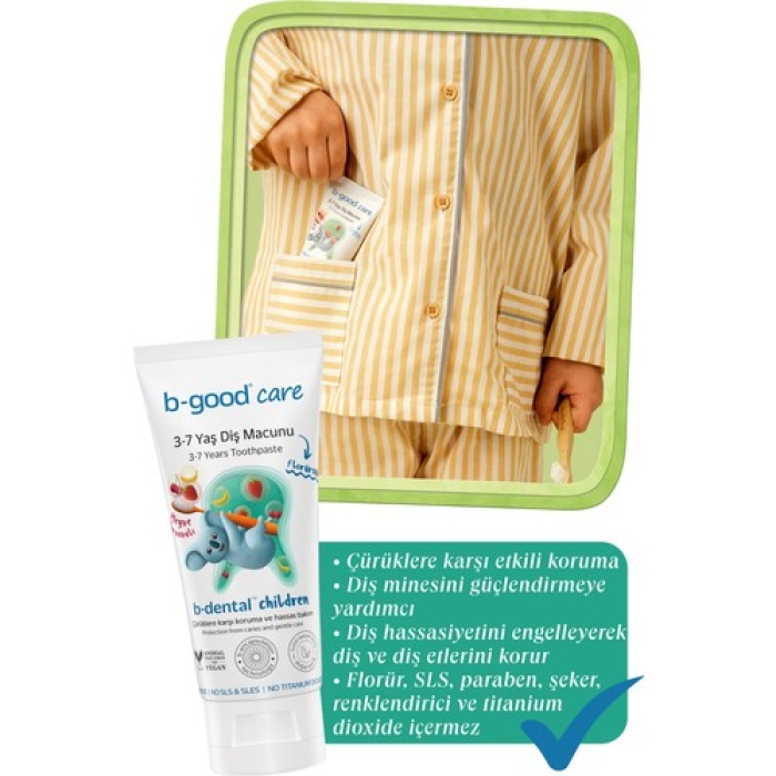 B-Good B-Dental 3-7 Yaş Çocuk Diş Macunu Florürsüz Meyve Karnavalı 50Ml