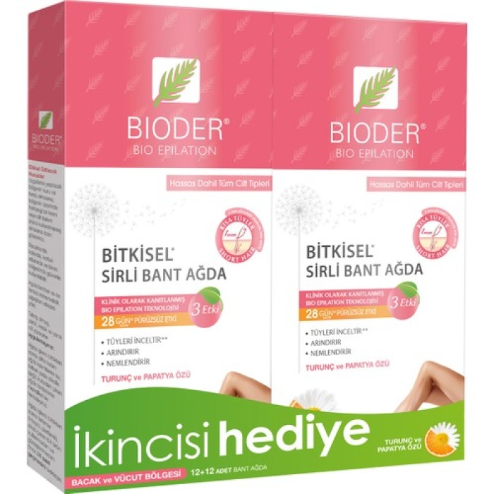 Bıoder Bant Ağda Vücut Hassas Cilt 12 Li 2.Hediye