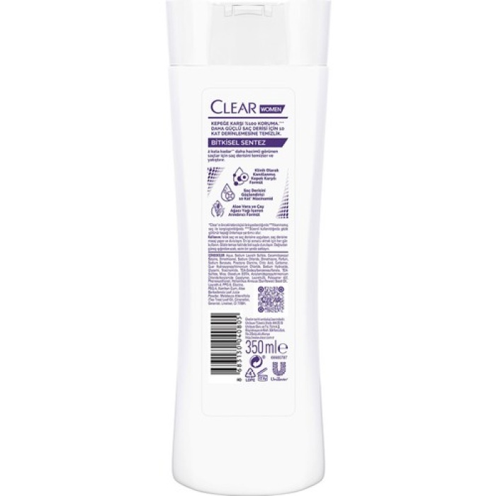 Clear Women Şampuan Bitkisel Sentez Aloe Vera Ve Çay Ağacı Yağı 350Ml