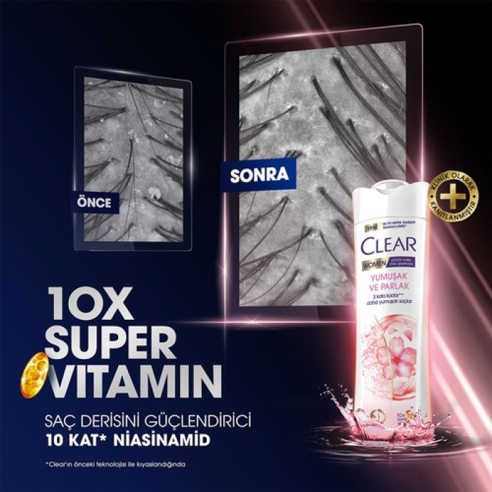 Clear Women Şampuan Yumuşak Ve Parlak Kiraz Çiçeği Esansı Ve Keratin 350Ml