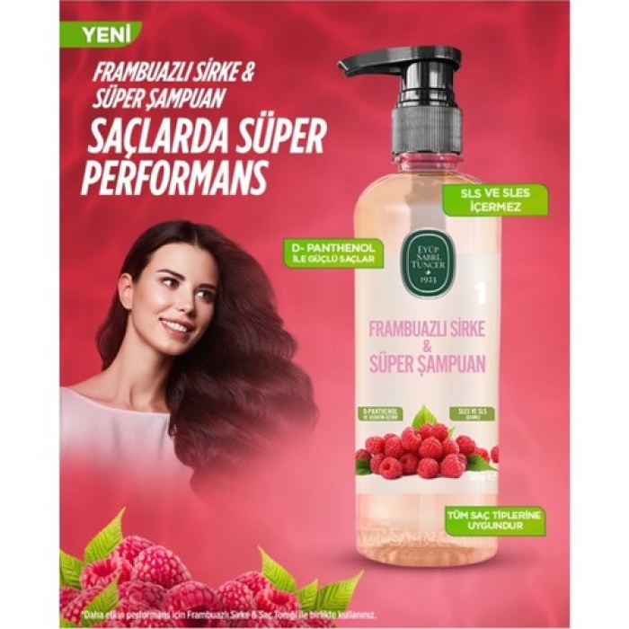 Eyüp Sabri Frambuazlı Sirke Süper Şampuan 500 Ml Pet Şişe
