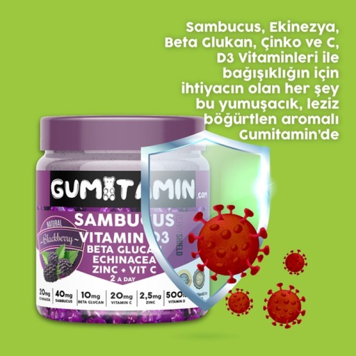 Gumıtamın Sambacus Vıtamınd3 60 Kapsul Gummıes