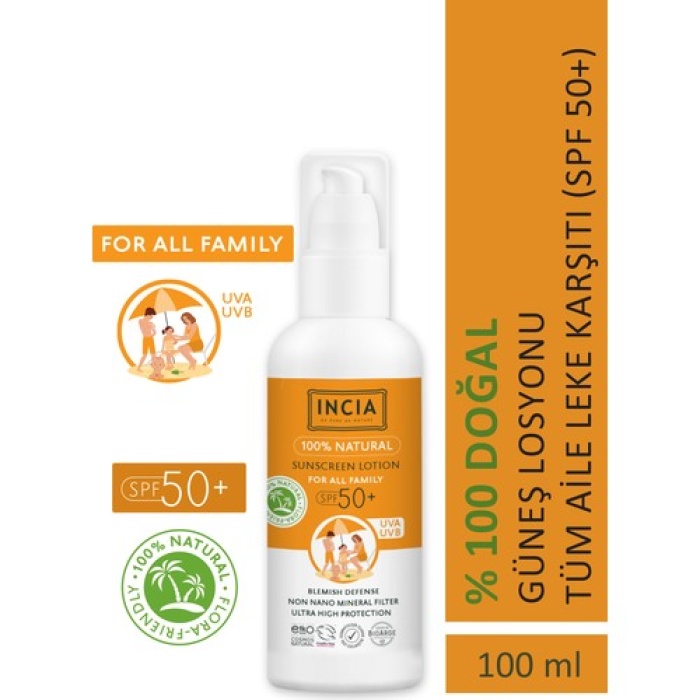 Incia Güneş Losyonu Mineral Filtreli Spf50 100Ml Tüm Aile