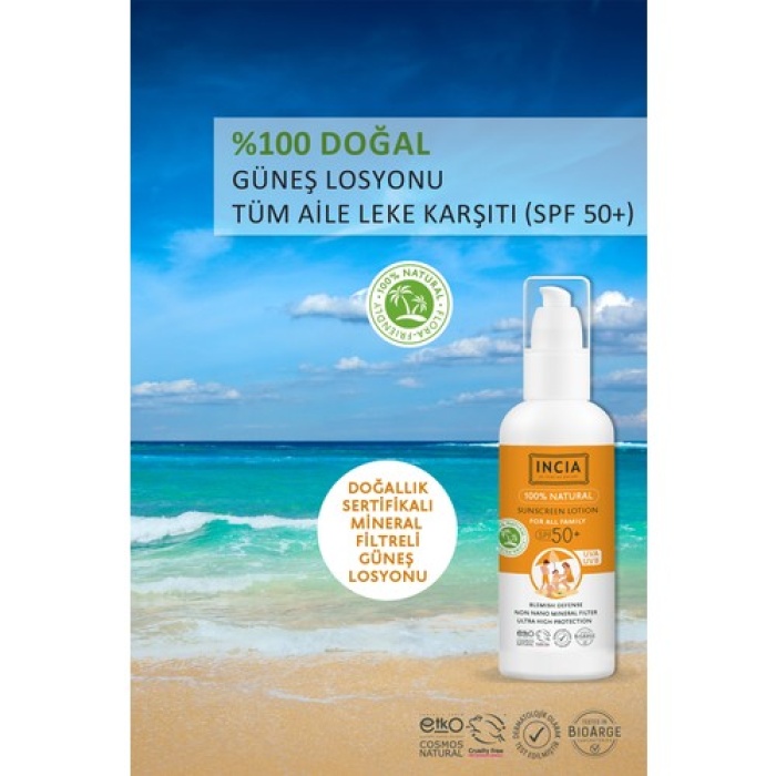 Incia Güneş Losyonu Mineral Filtreli Spf50 100Ml Tüm Aile