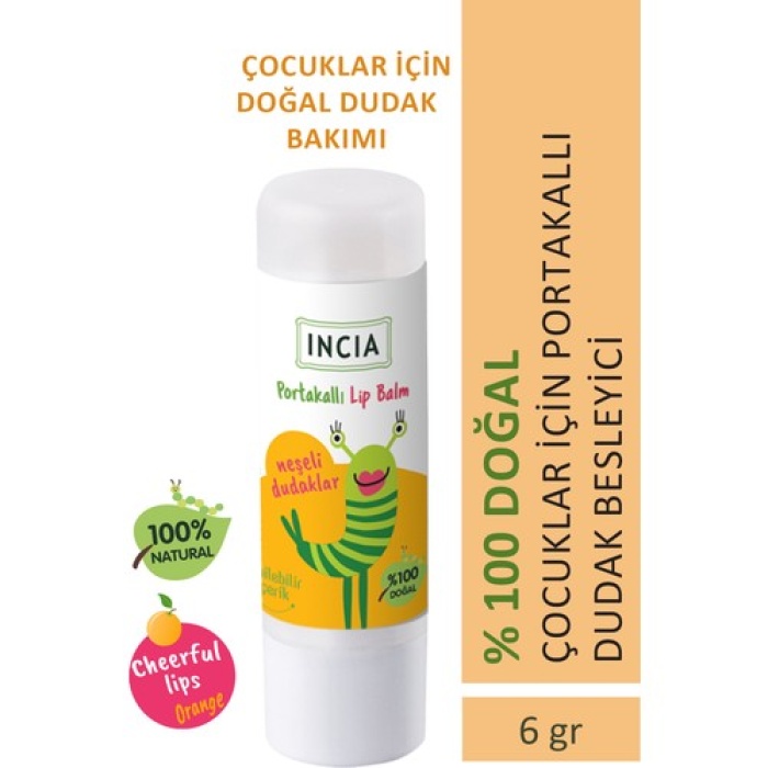 Incia Kids Lip Balm Portakallı Dudak Besleyici 6Gr