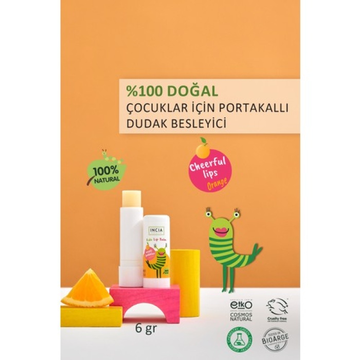 Incia Kids Lip Balm Portakallı Dudak Besleyici 6Gr
