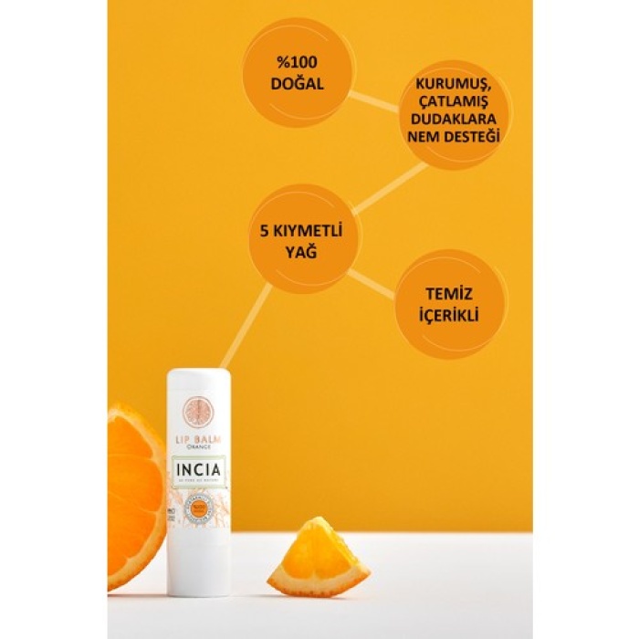 Incia Lip Balm Portakallı Dudak Besleyici 6Gr