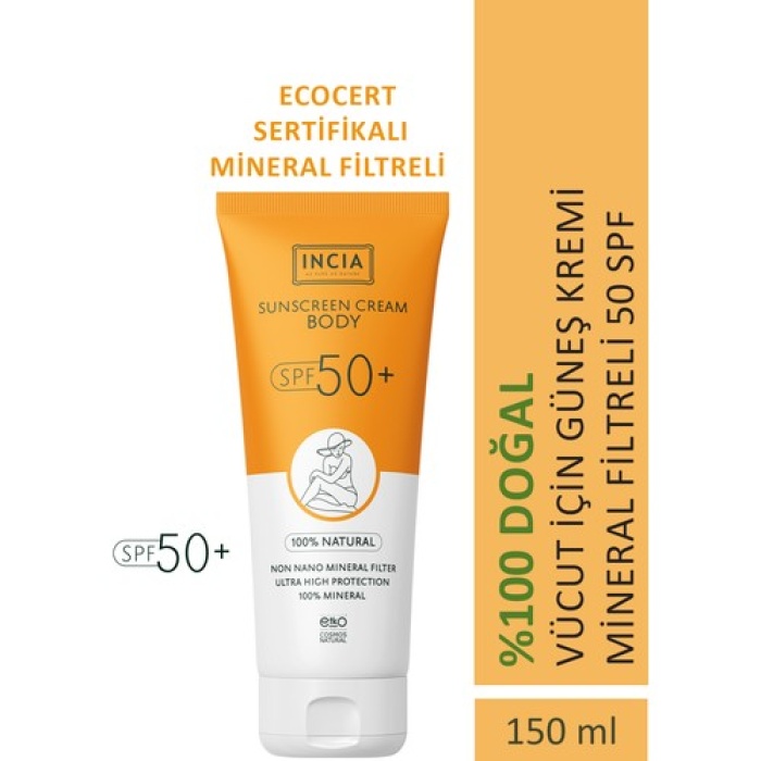 Incia Vücut İçin Güneş Kremi Mineral Filtreli Spf50 150Ml