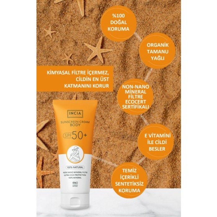 Incia Vücut İçin Güneş Kremi Mineral Filtreli Spf50 150Ml