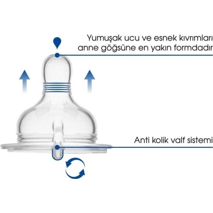 Mamajoo Cam Biberon Emziği Antikolik 6+ Ay 2Li  Saklama Kutulu Medium No: 2