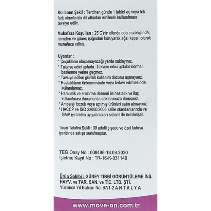 Move On B12 1000 Mcg 30 Mikrotablet