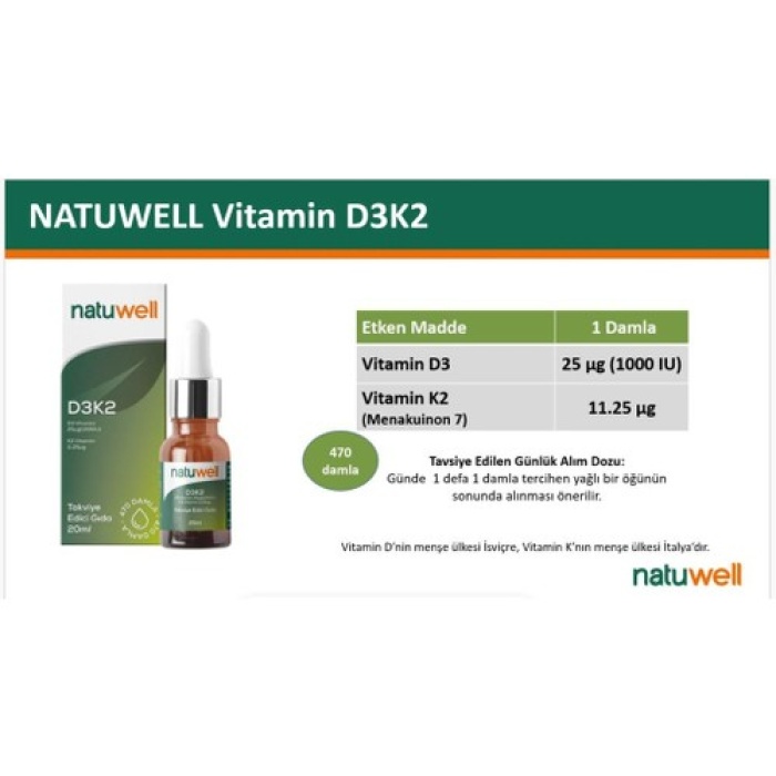 Natuwell Vıt. D3K2 1205 Mcg 20 Ml Damla