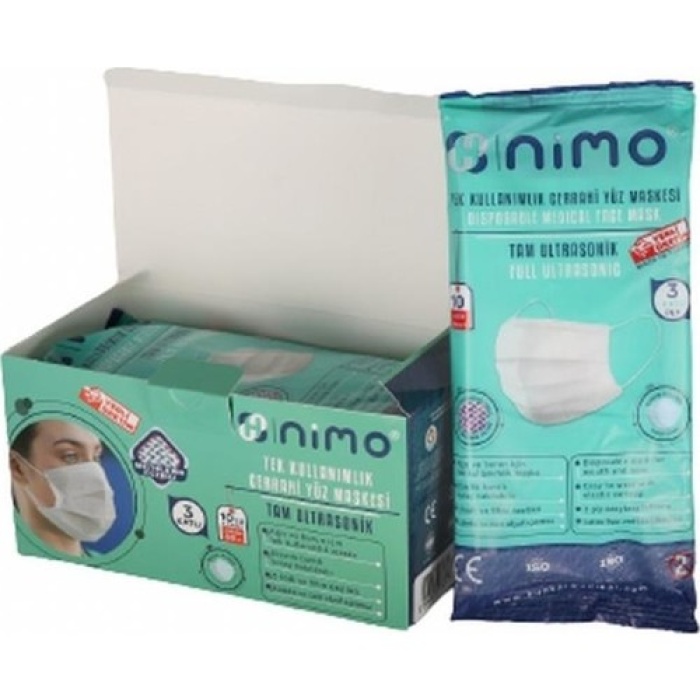 Maske Beyaz 50 Li Filtreli 3 Katli Nımo