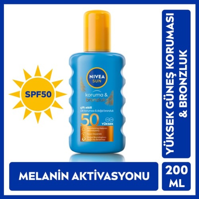 Nivea Sun Koruma  Bronzluk Güneş Spreyi Spf50 200 Ml