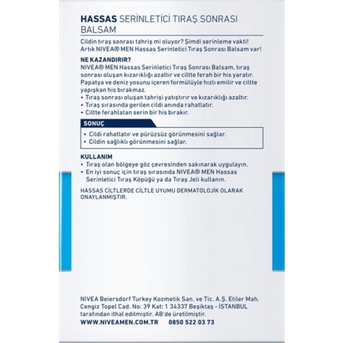 Nivea Tıraş Sonrası Balsam Men Hassas Serinletici 100 Ml