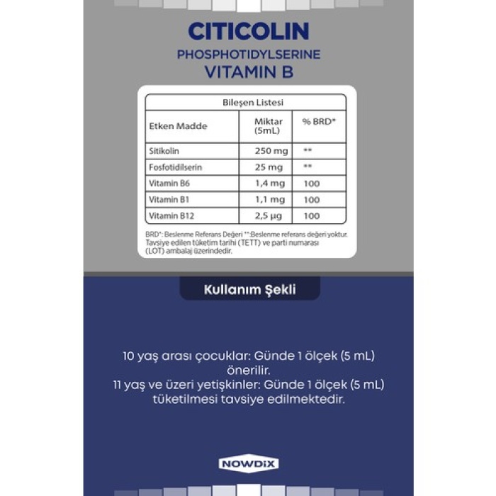 Nowdix Sitikolin Fosfotidilserin 150 Ml