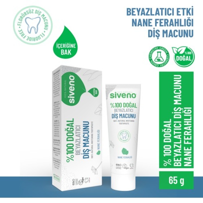 Siveno %100 Doğal Beyazlatıcı Diş Macunu Yetişkin 65Gr