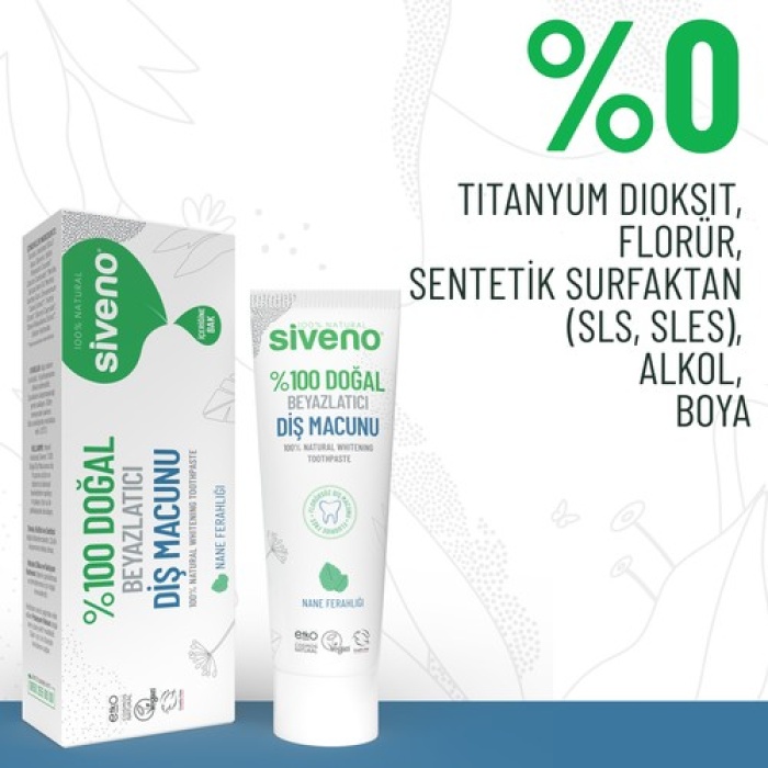 Siveno %100 Doğal Beyazlatıcı Diş Macunu Yetişkin 65Gr