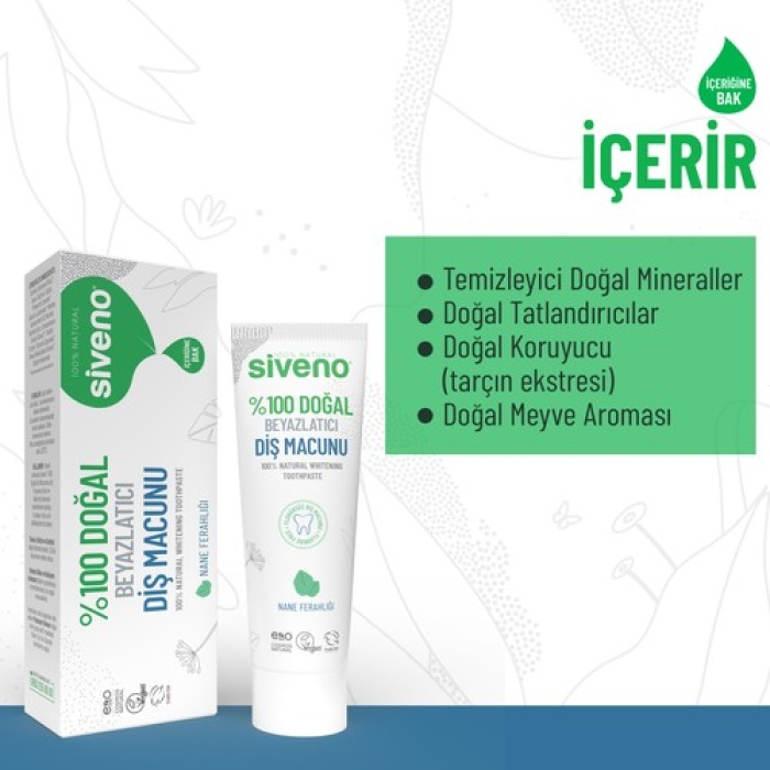 Siveno %100 Doğal Beyazlatıcı Diş Macunu Yetişkin 65Gr